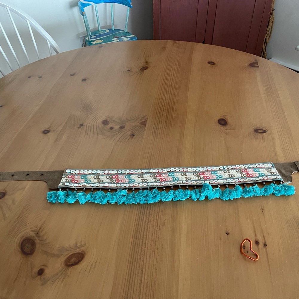 Turquoise and White Beaded Belt